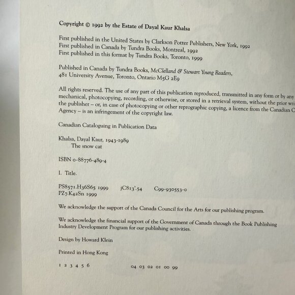 The Snow Cat by Dayal Kaur Khalsa Vintage Children's Book - Picture 3 of 3